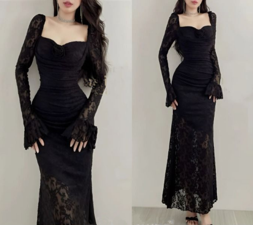 Charming Lace Mermaid Evening Dress Sexy Prom Dress cc2006