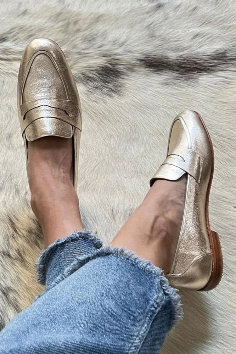 Round Toe Penny Slip On Flat Loafers 2