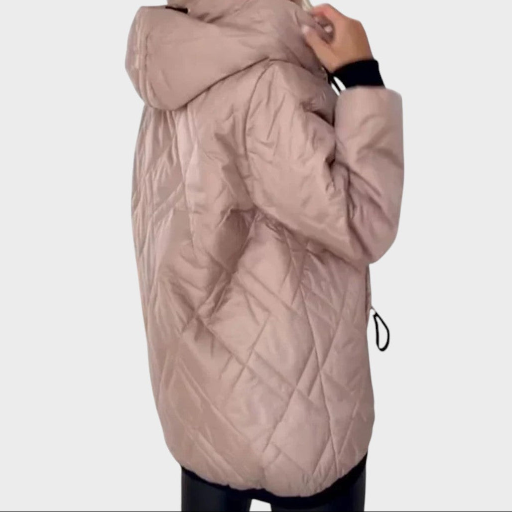 Quilted Hooded Zip Front Padded Jacket