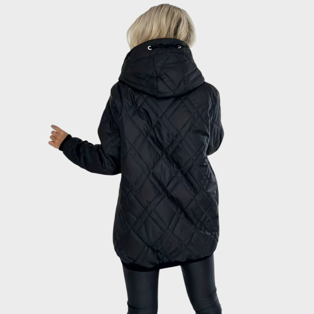 Quilted Hooded Zip Front Padded Jacket