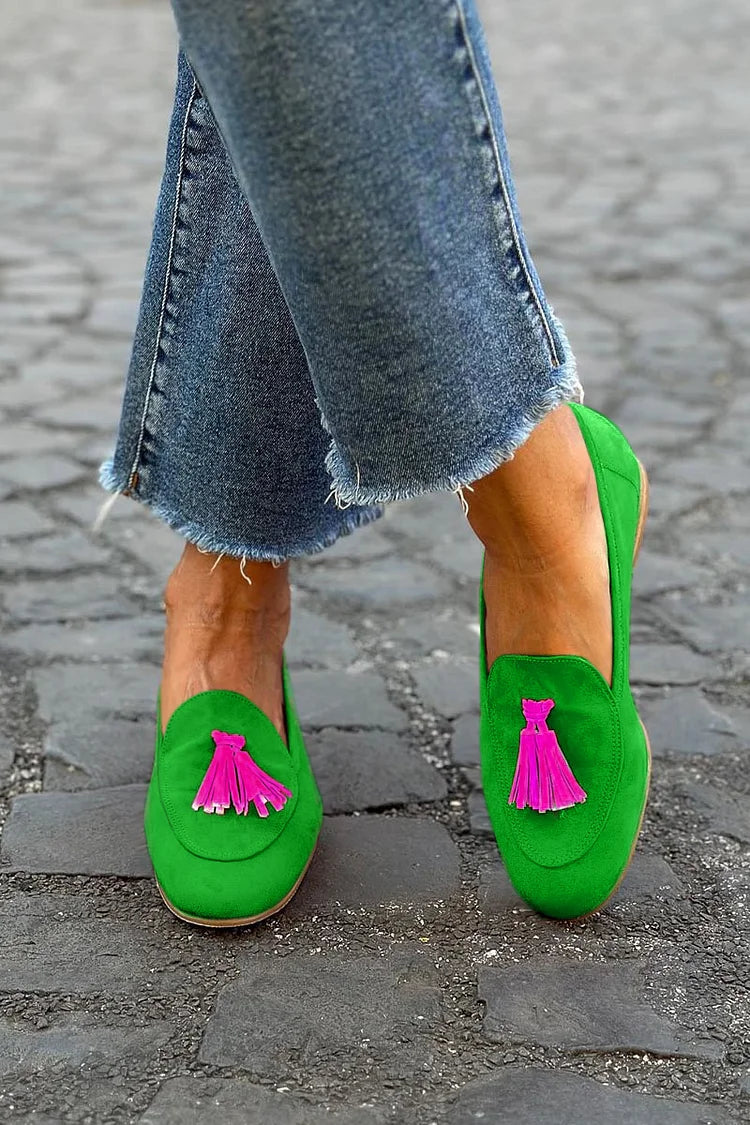 Suede Look Tassel Loafers
