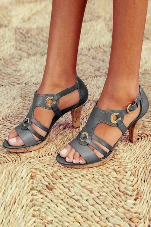 Multi Strap Hollow Heels Sandals
