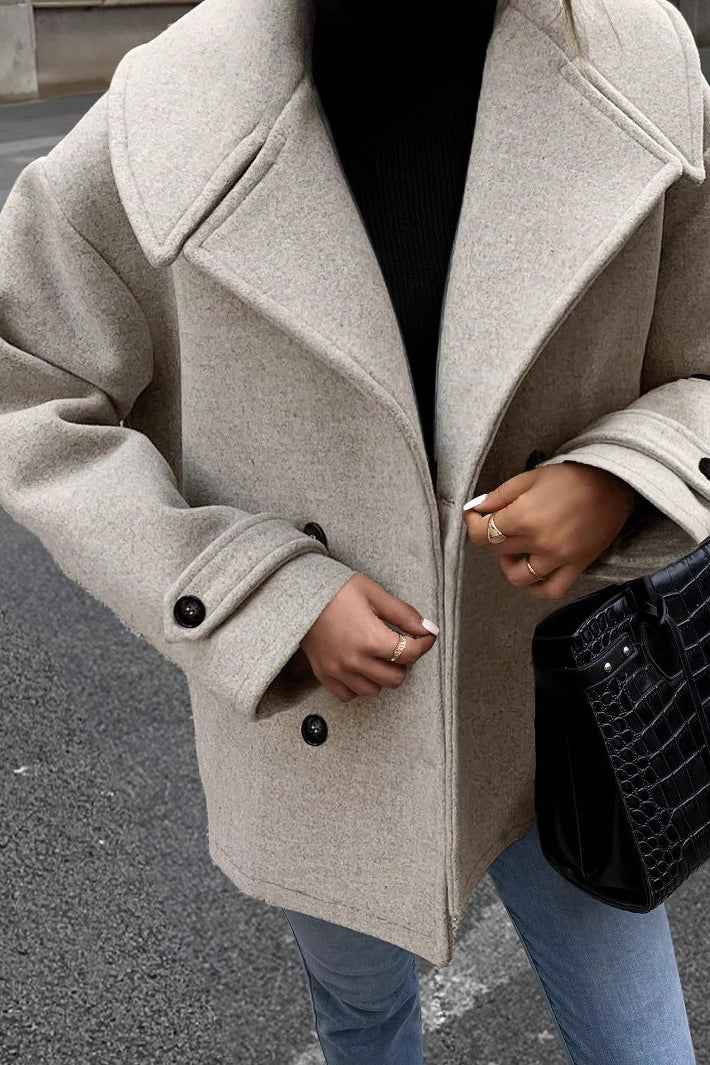Cropped Wool Blend Oversized Coat