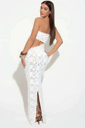 Backless Off Shoulder Lace Sleeveless Maxi Dress 5