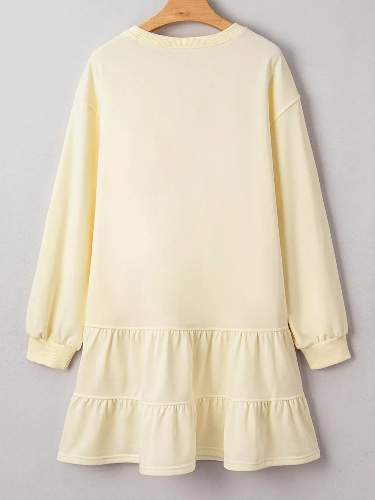 Crew Neck Long Sleeve Tiered Ruffle Hem Sweatshirt Mini Dress 4