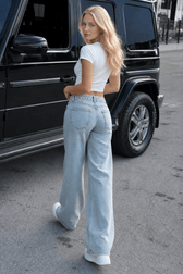 Stretch Low Rise Wide Leg Relaxed Jeans