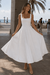 Minimalist Square Neck Slim A Line Slip Dress