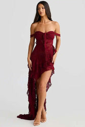 Lace Ruffle Off Shoulder Midi Dress 4