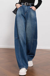Vintage Washed Wide-Leg Denim Jeans