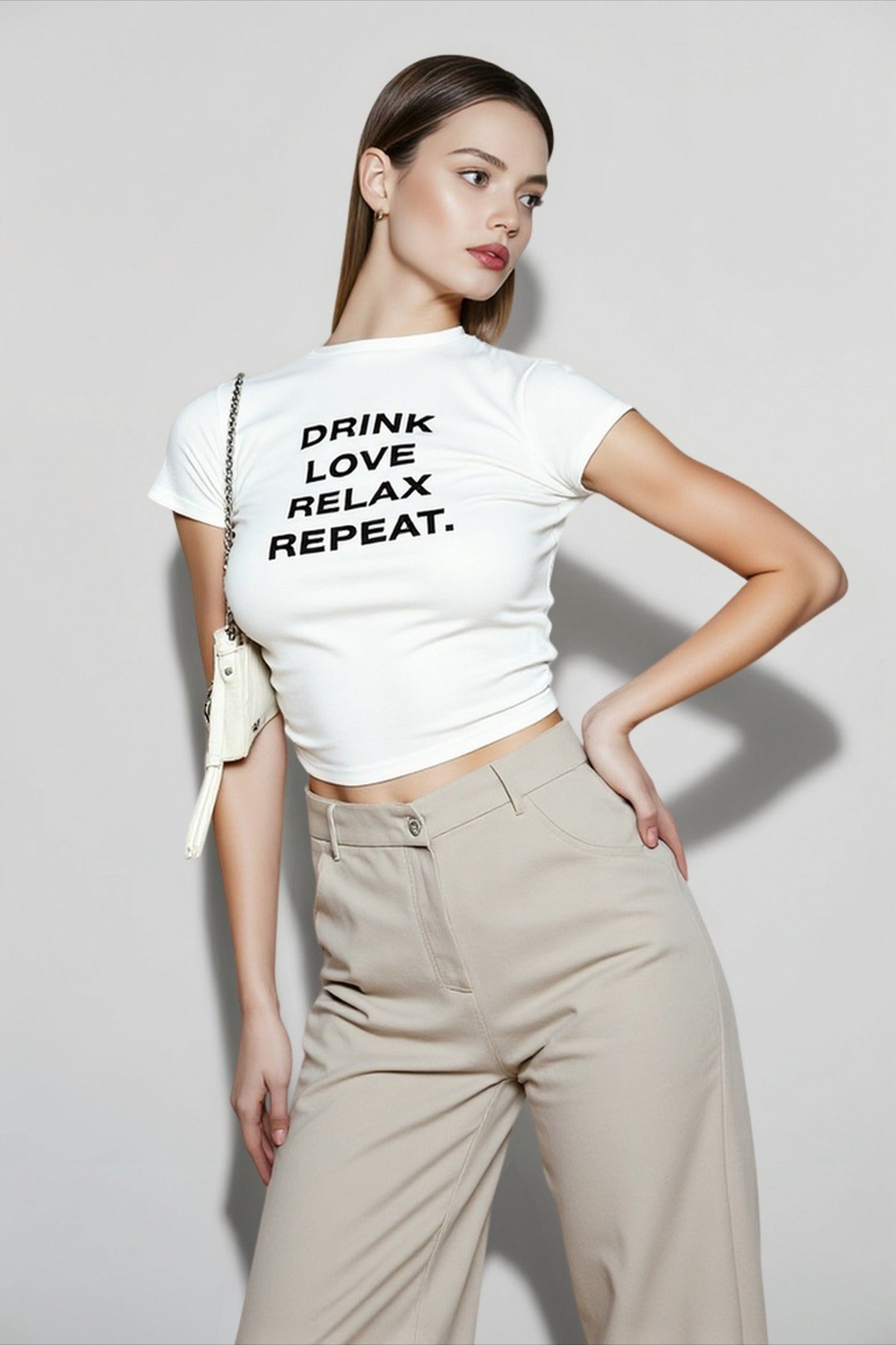 Letter Print Crop T-shirts