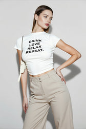Letter Print Crop T-shirts