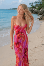 Sling Lace-Up Maxi Floral Dress