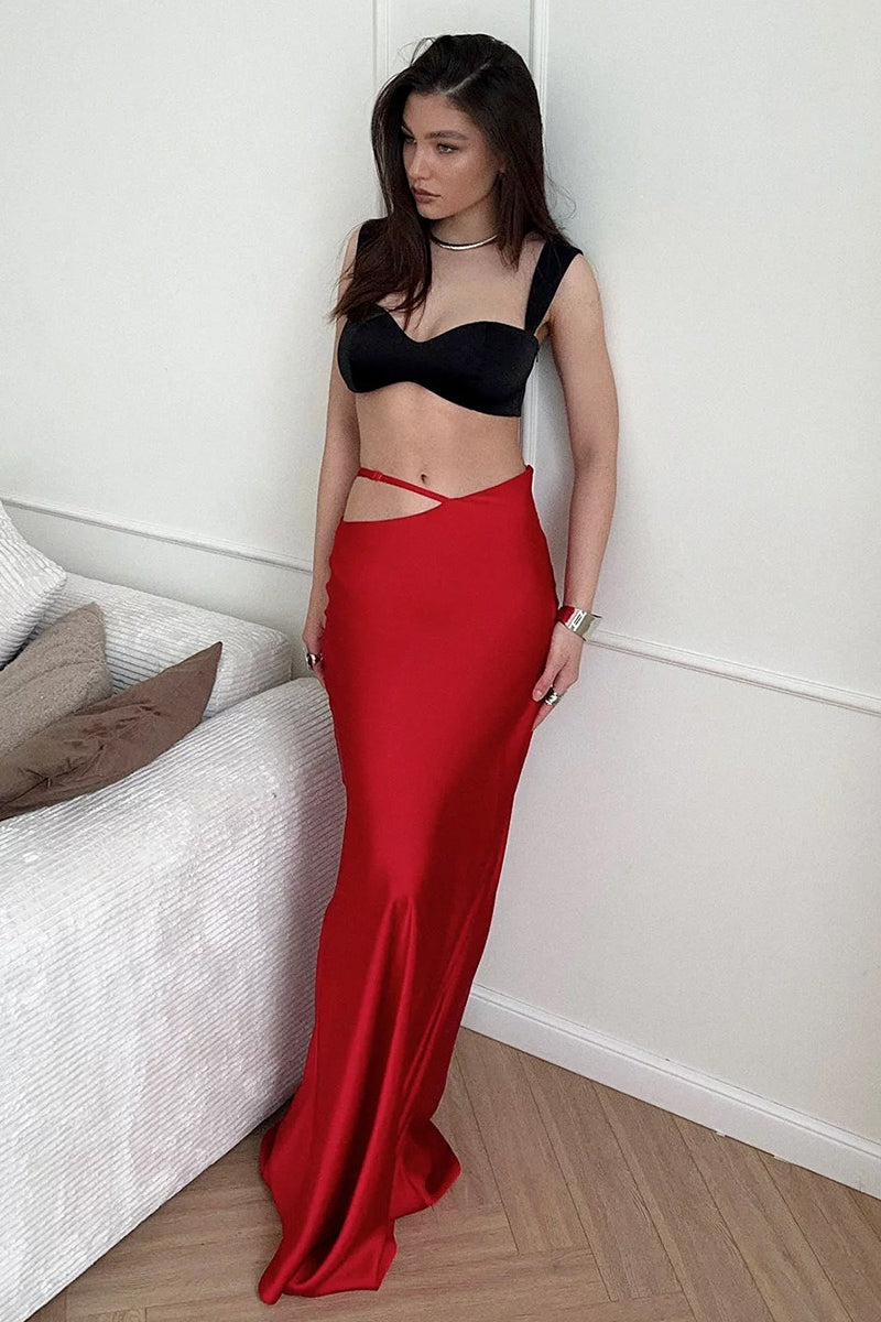 Low Rise Bodycon Mermaid Hem Maxi Skirt 12