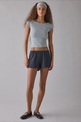 Fitted Boat Neck Slim Fit Crop Top