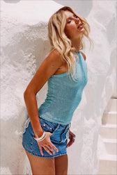 Floral Applique Denim A-Line Skirt