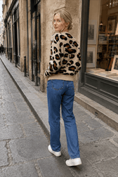 Colorblock Leopard Crewneck Sweater