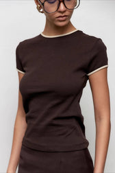 Contrast Trim Crewneck Tee T-Shirt