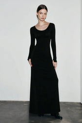 Basics Solid Long Sleeve Bodycon Maxi women Midi Dresses