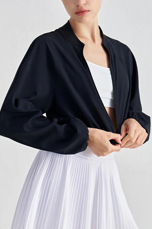 Cropped Zip-Up Athletic Jacket
