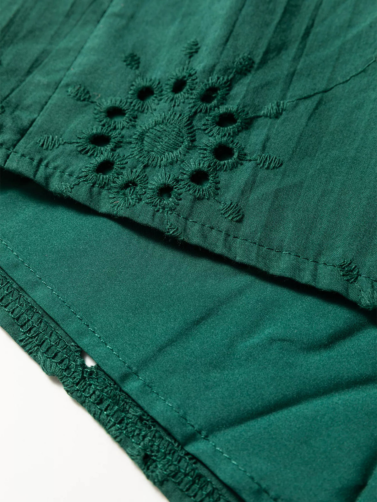 Eyelet Embroidered Tie Neck Puff Sleeve Swing Mini Dress 9