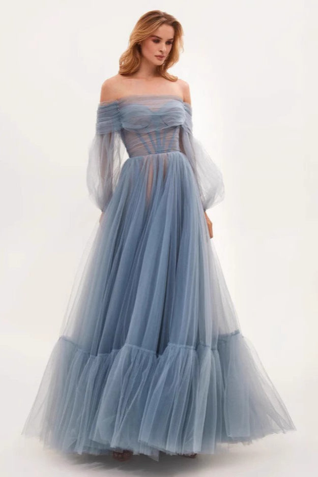 Off-the-Shoulder Sheer Mesh Dress
