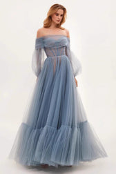 Off-the-Shoulder Sheer Mesh Dress