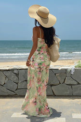 Vacation Tie Dye Backless Mesh Slip Dress