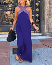 Cross Front Halter Neck Sleeveless Maxi Dress 7
