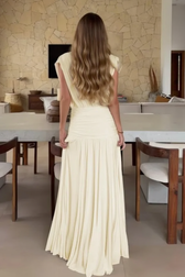 Solid Deep V Ruched Asym Party Dress
