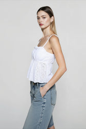 White Jacquard Cropped Cami Top