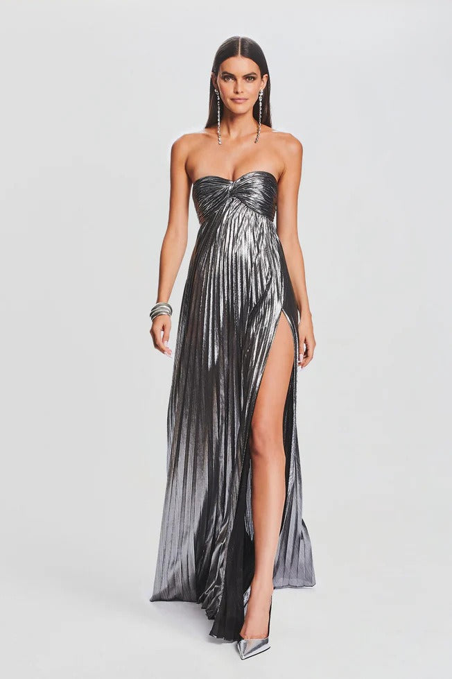 Strapless Slit Slip Prom Dress