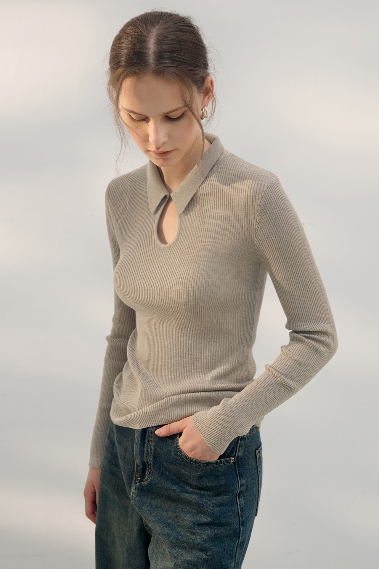 Elegant Solid Wool Knit Top