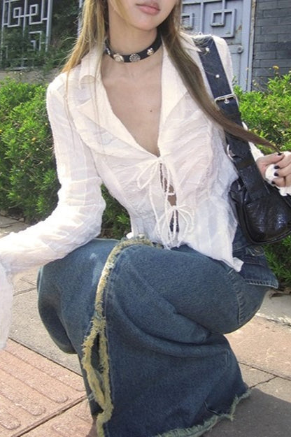 Unique Y2K Chiffon Blouse