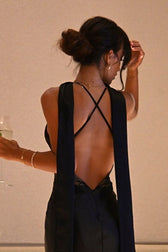 Lace Deep V Halter Open Cutout Slim Lace Dress