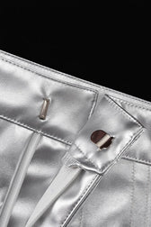 Metallic PU Leather Bodycon Mini Skirt