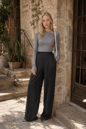 Ribbed Knit Long Trendy Sleeve Asymmetric Shirt