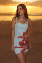 Tropical Floral Contrast Curve Hugging Slip Dress