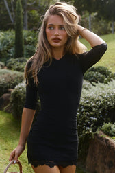 Lace Trim Round Neck Short Sleeve Slim Lace Dress