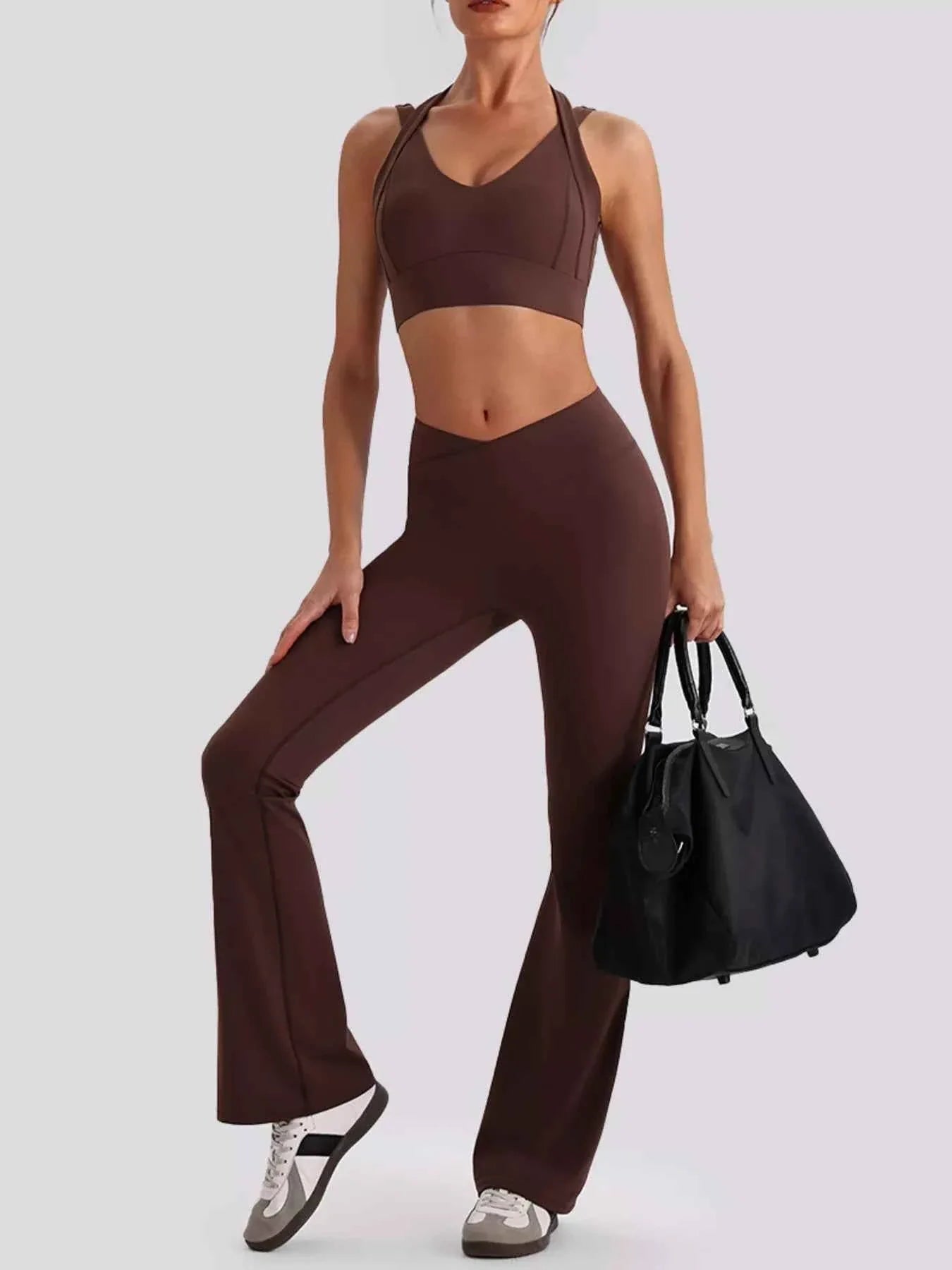 Seamless Criss-Cross V-Neck Tank and Leggings Active Set