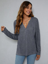 High-Low with Top Dropped Waffle-Knit Shoulder