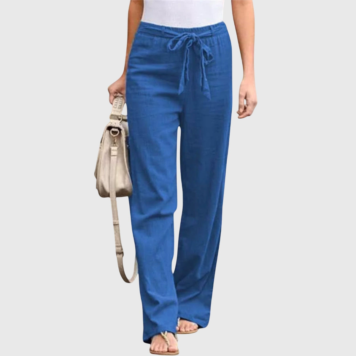 Tie Waist High Rise Wide Leg Pants