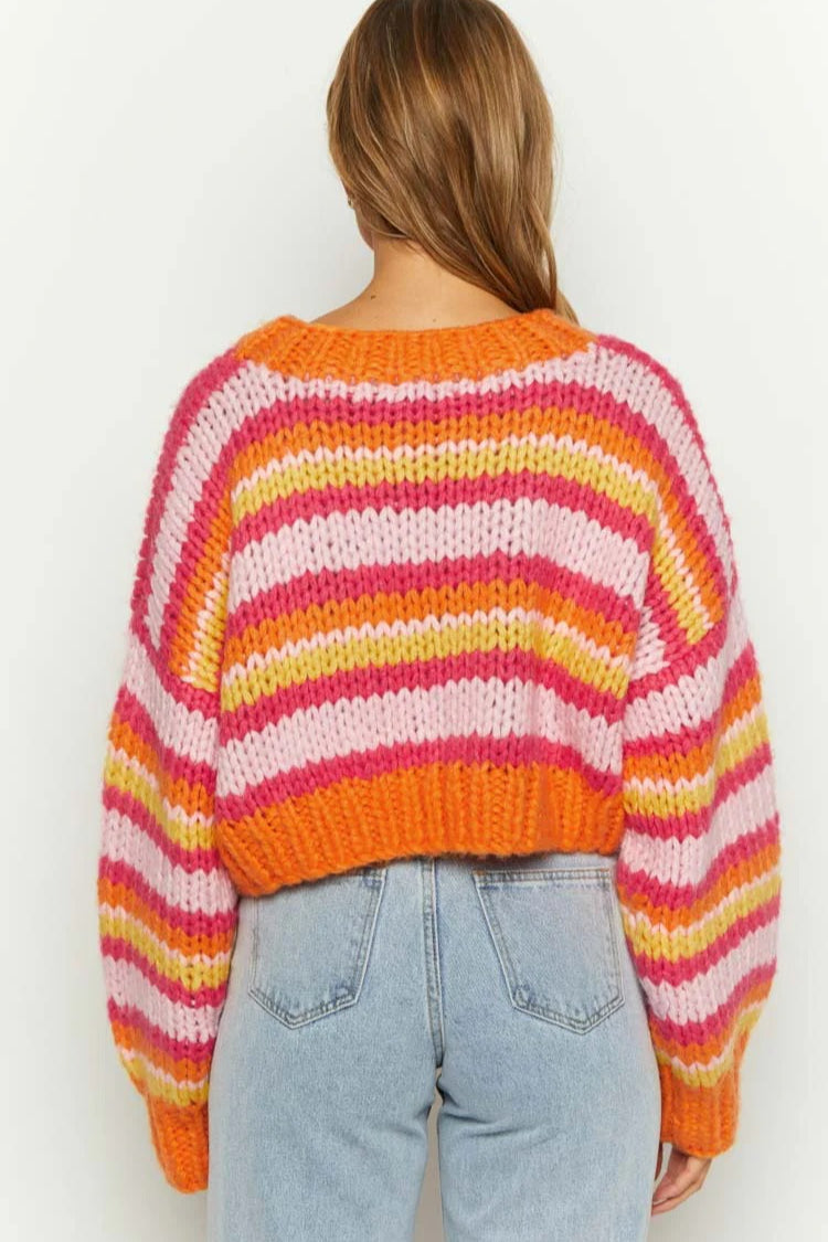 Striped Knit Pullover Sweater