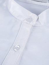 Satin Stand Collar Bell Sleeve Swing Midi Dress 8