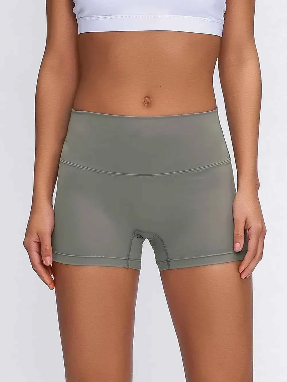 Wide Waistband High Waist Fitted Stretch Active Shorts 21
