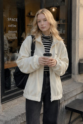 Letter Print Zip-up Jacket