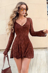 Elegant V Neck Bodycon Lace Dress - View 2
