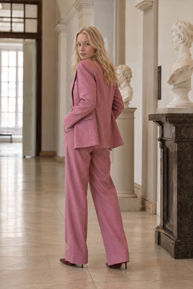 Layered Corset Style Three Piece Blazer Pants Set