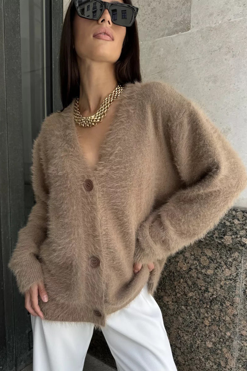 Relaxed V Neck Cardigan