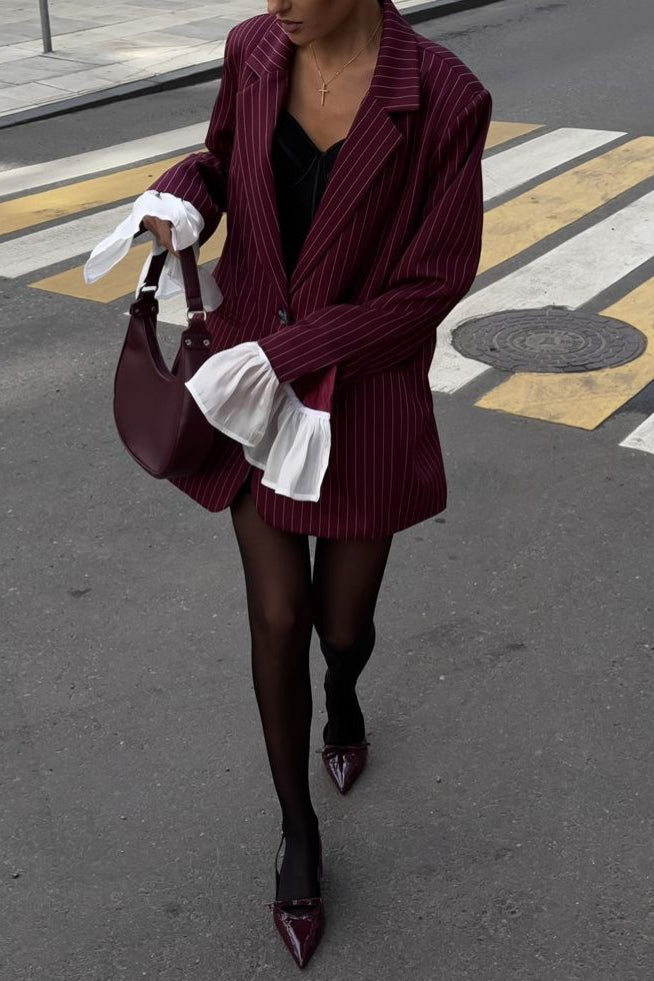 Oversized Ruffle Lace Sleeve Blazer