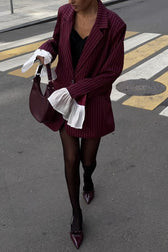 Oversized Ruffle Lace Sleeve Blazer